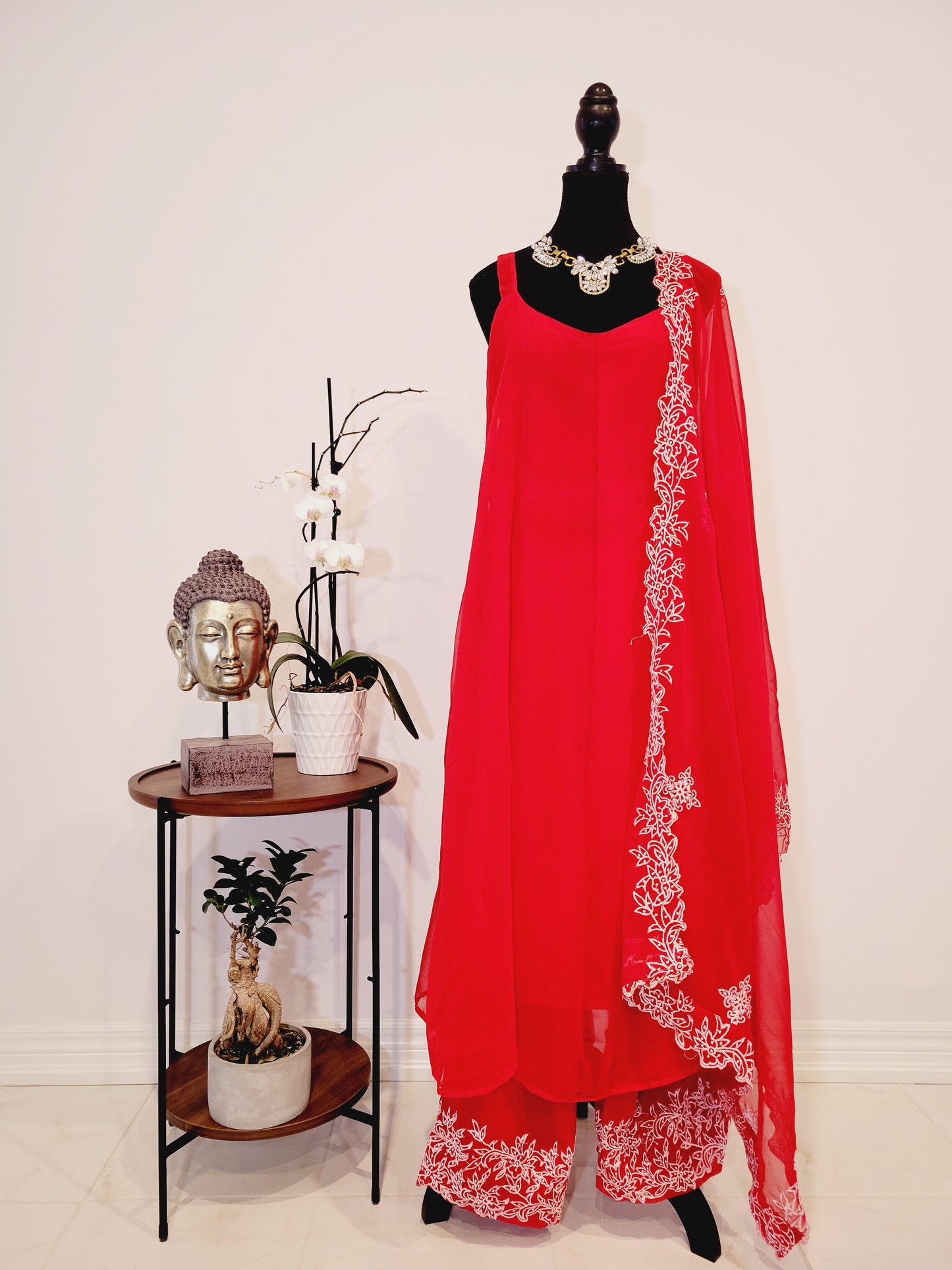 Red Anarkali set with Palazzo Pants