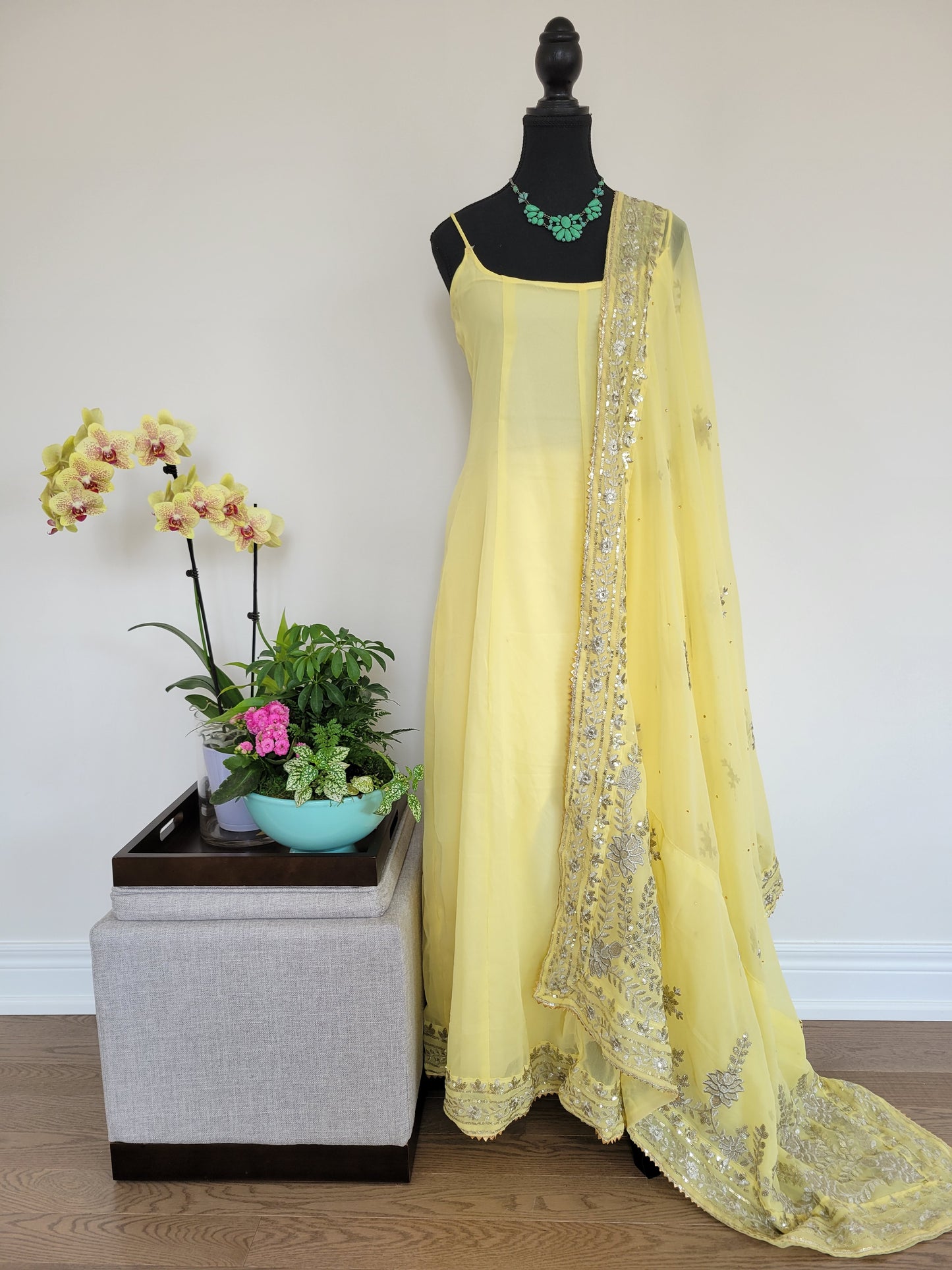 Spaghetti Anarkali Set with Sharara Pants