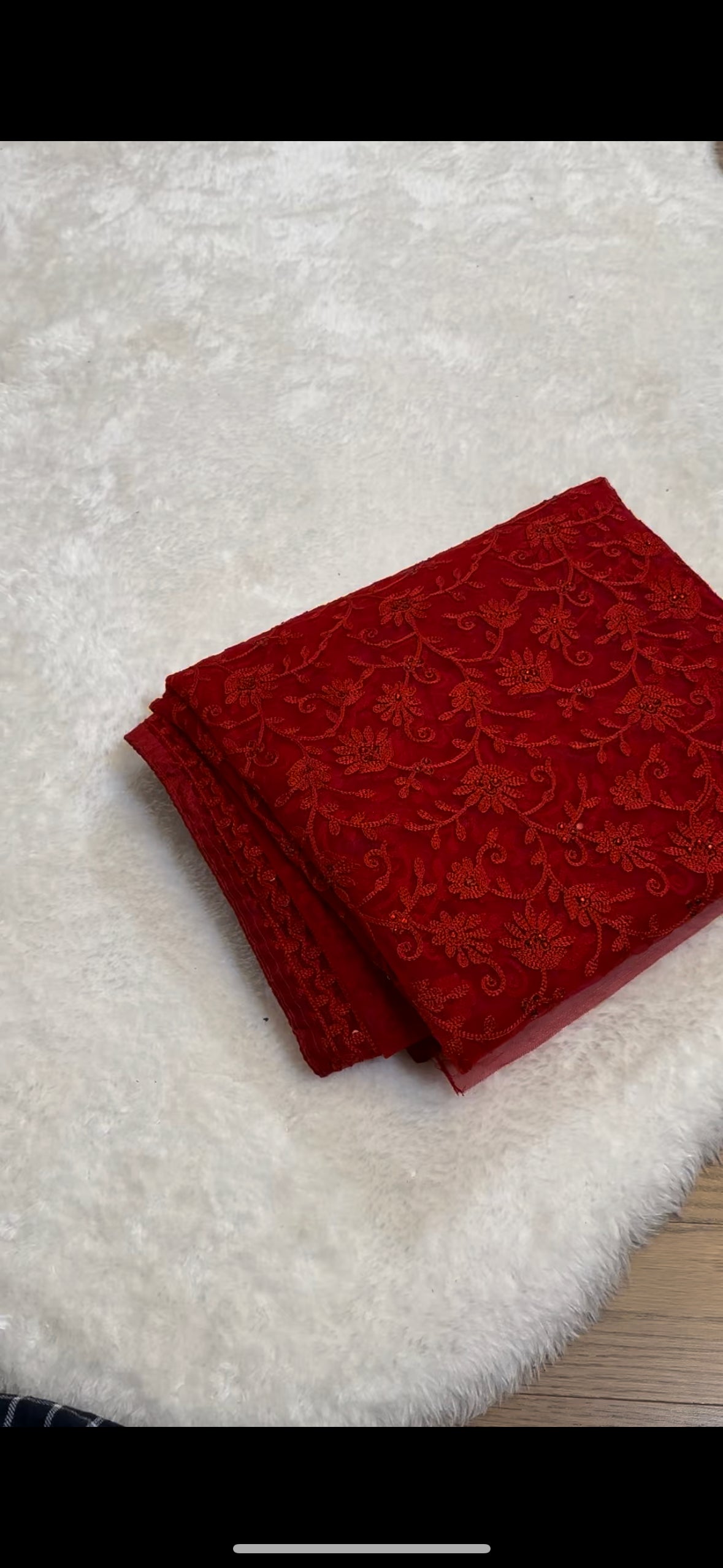 Scarlet Blossom Netted Designer Saree