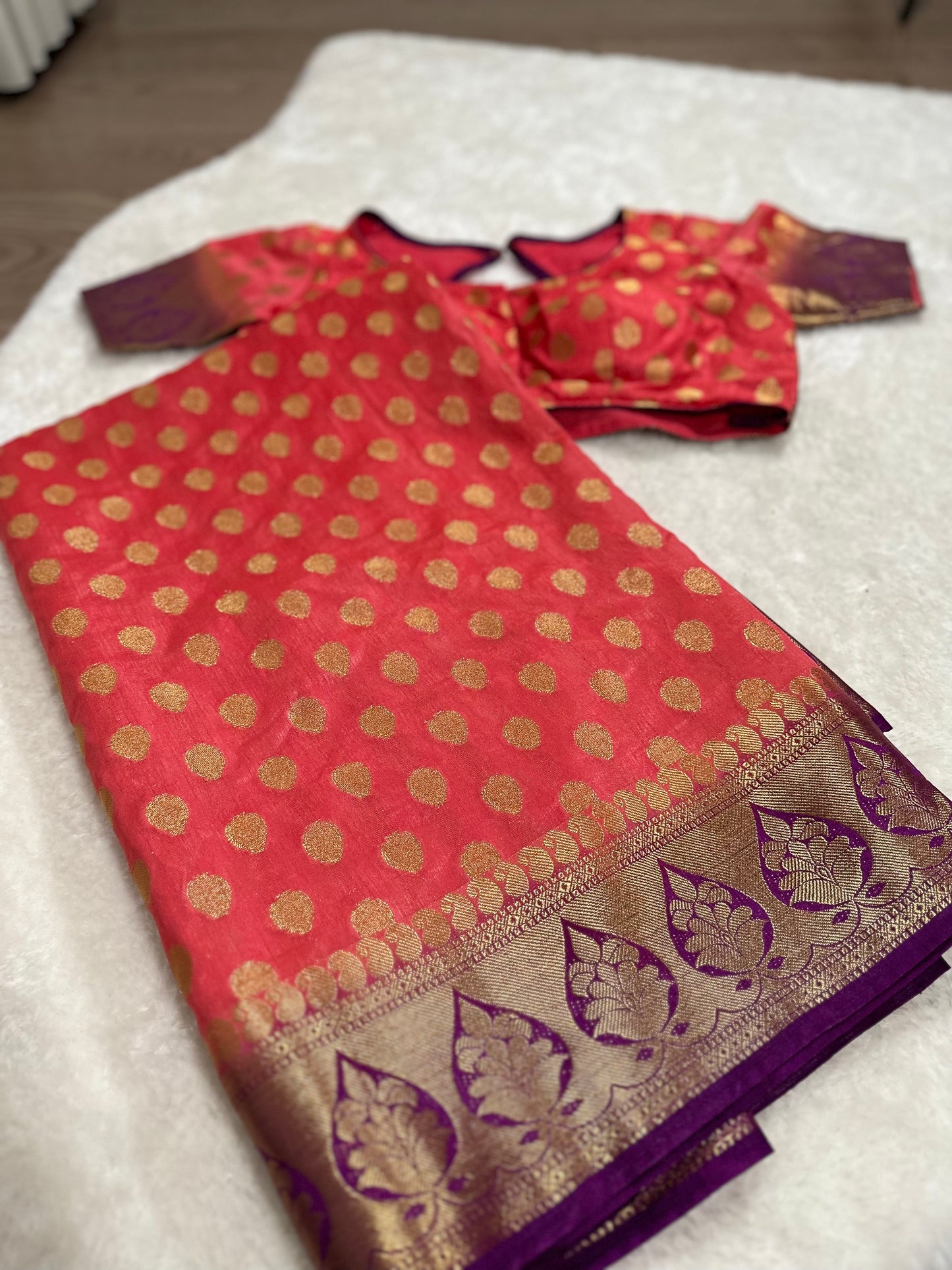 Rani Pink Designer Saree in Dola Silk