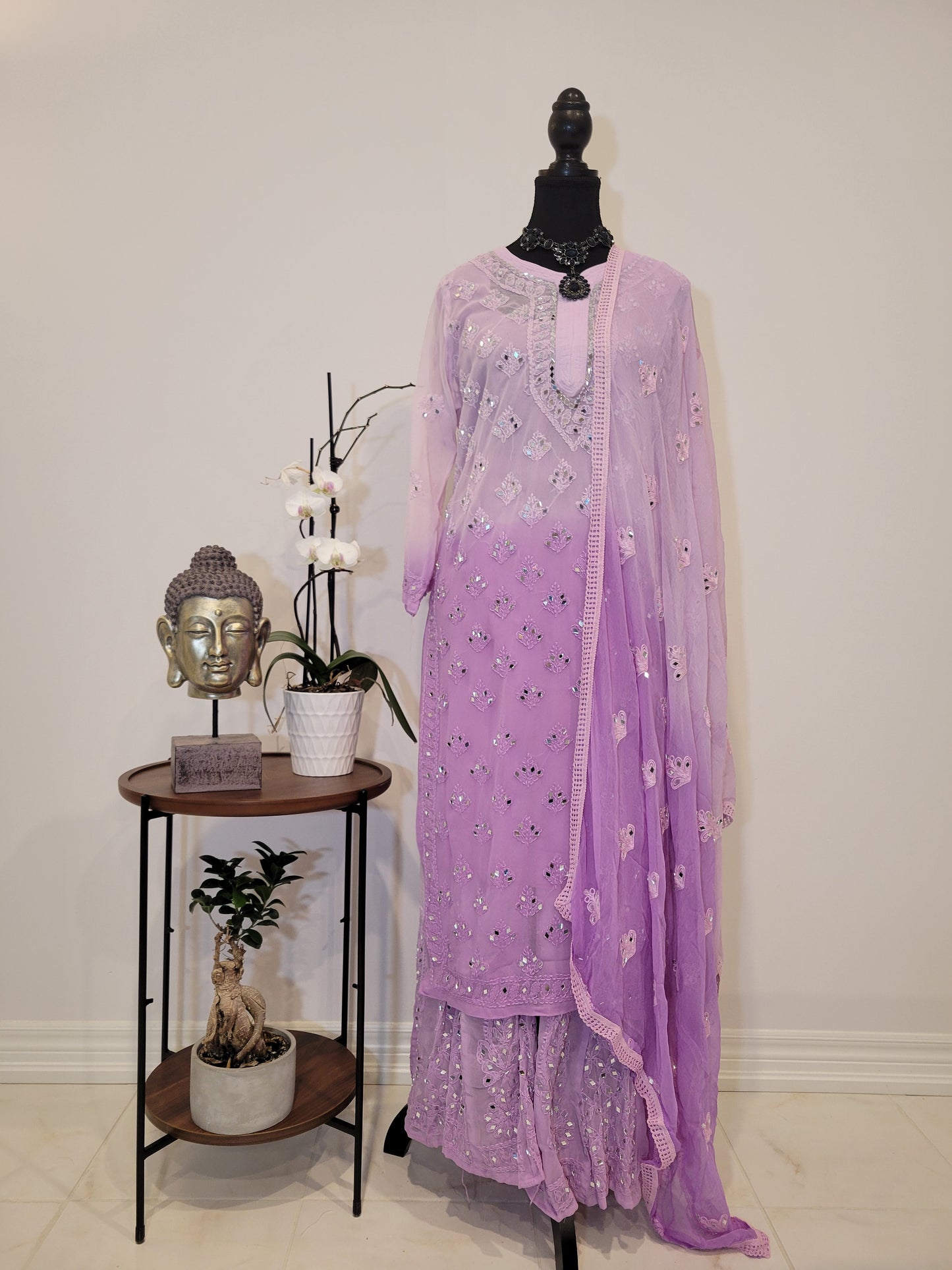 Chikankari Mirror Work Georgette Salwar Set