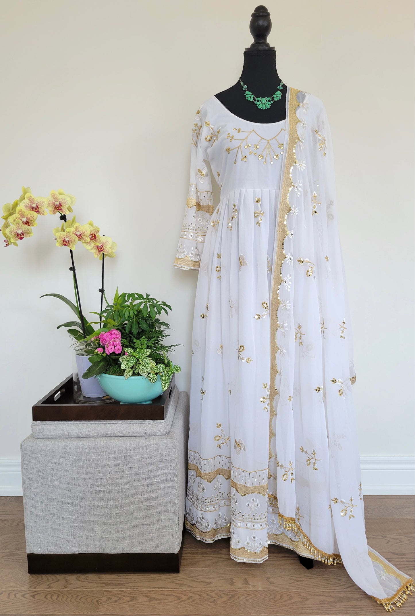White Anarkali Dress